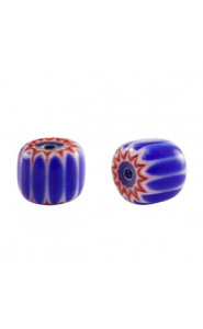 Millefiori bead 6x7mm - Blue-red